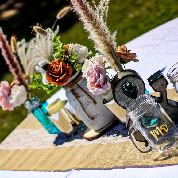 9 mason jars with flower decorations - Picture 4 of 4